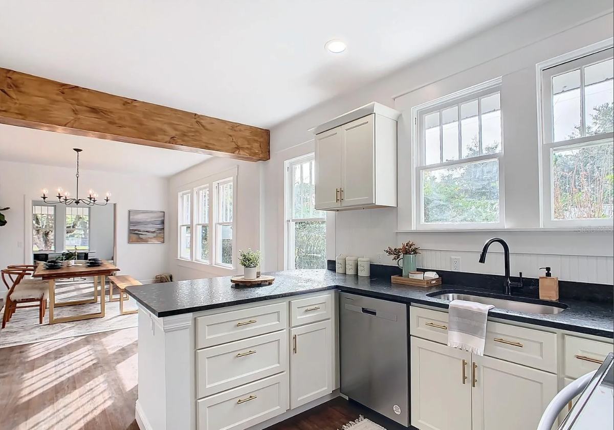 New cabinets and stone counters