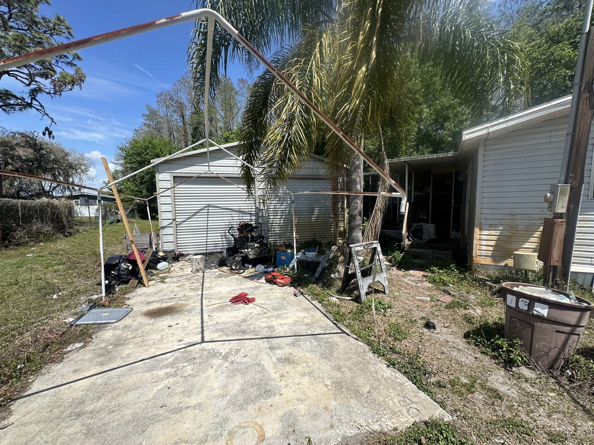 Overgrown with debris in the drive