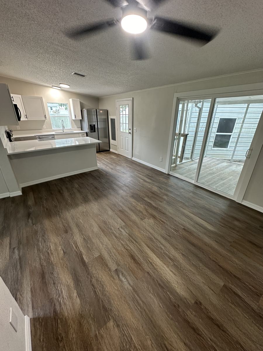 Open kitchen and living area