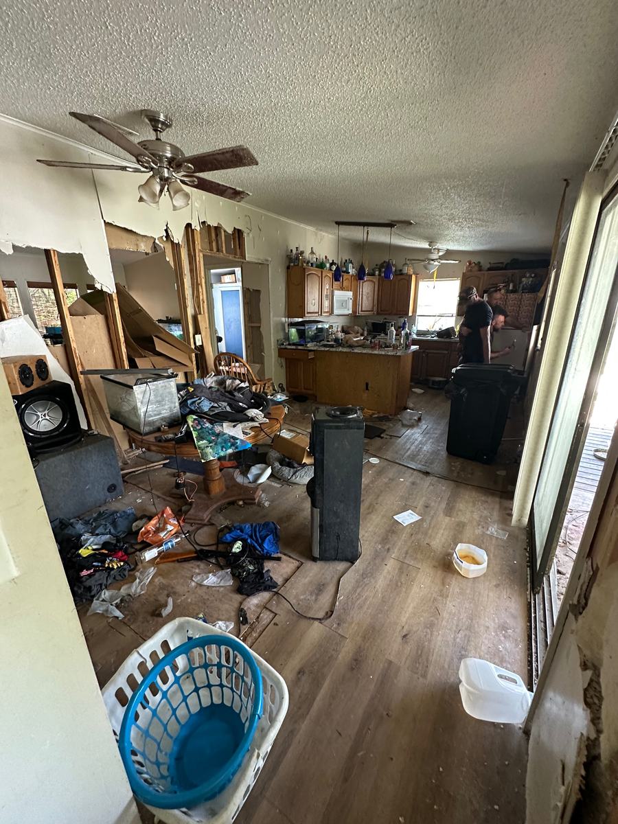 Gutted and full of debris